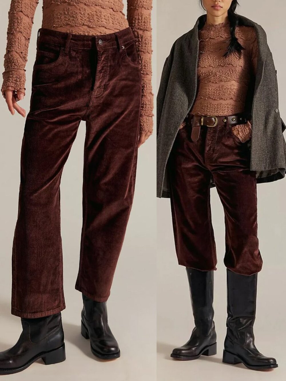Free People We The Free Deep Trance Corduroy Cord Pants 30 Brown Chocolate $128
